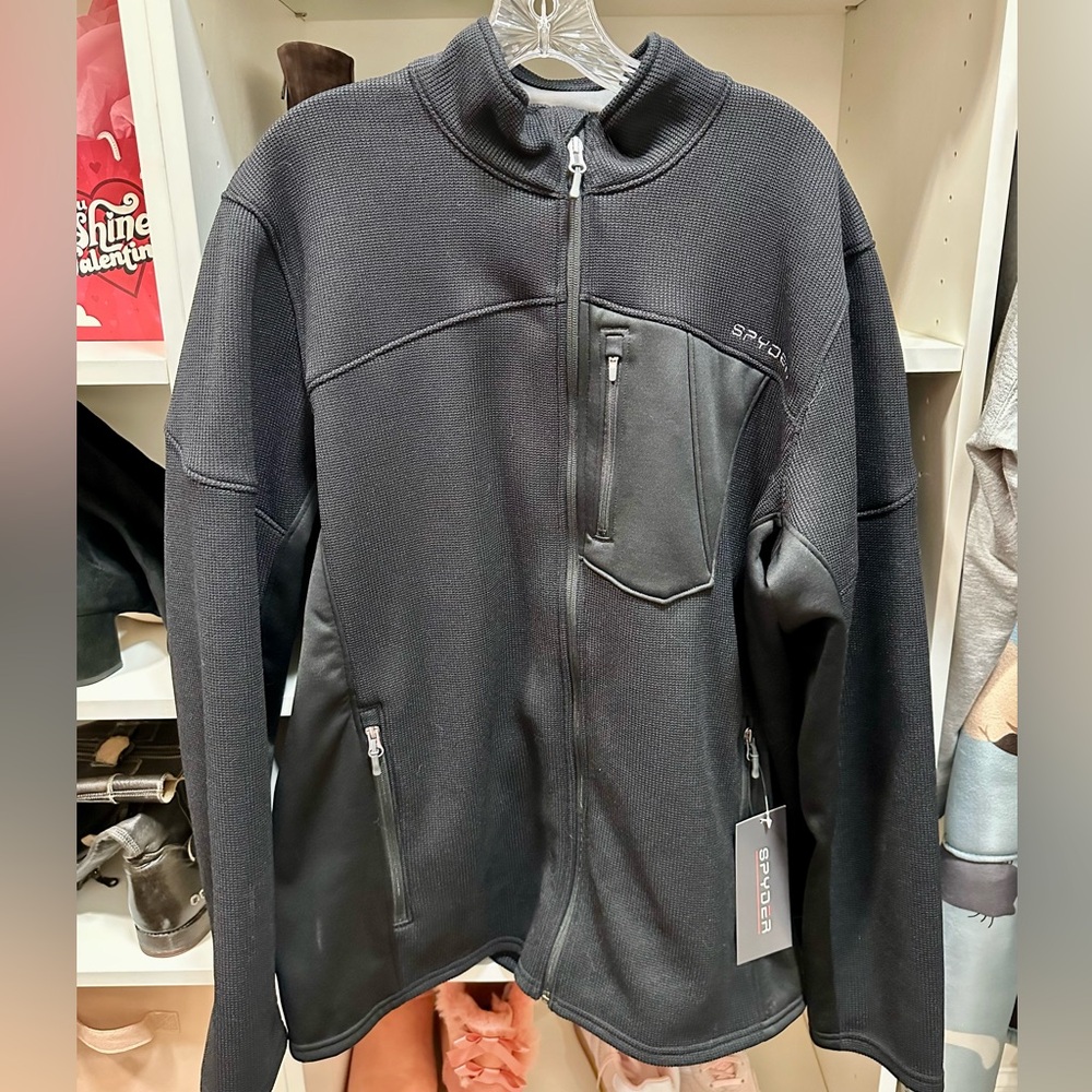 NWT Spyder Bandit Full Zip Fleece Jacket in black size XL